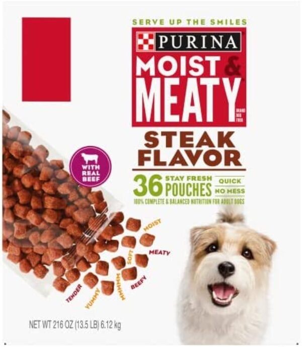 1684189562_510QCSchUBL._AC_.jpg Moist & Meaty Dog Food - Purina Steak Flavor - 36 ct. Pouch