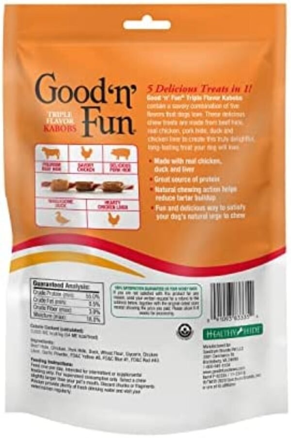 41sQoOLsw-L._AC_.jpg Good'N'Fun Triple Flavored Rawhide Kabobs for Dogs - Irresistible Treats for Your Pup