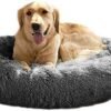 518R0aOOHnL._AC_.jpg MFOX Calming Dog Bed - Comfortable Faux Fur Donut Cuddler for Medium and Large Dogs - Up to 100lbs