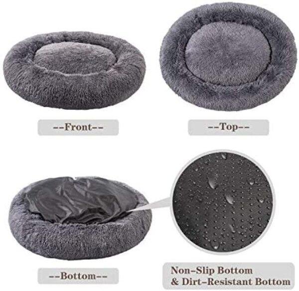 51EOWsdLEL._AC_.jpg MFOX Calming Dog Bed - Comfortable Faux Fur Donut Cuddler for Medium and Large Dogs - Up to 100lbs