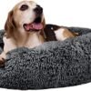 51RG8wzdd1L._AC_.jpg MFOX Calming Dog Bed - Comfortable Faux Fur Donut Cuddler for Medium and Large Dogs - Up to 100lbs