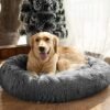 61YsAEE1LAL._AC_.jpg MFOX Calming Dog Bed - Comfortable Faux Fur Donut Cuddler for Medium and Large Dogs - Up to 100lbs