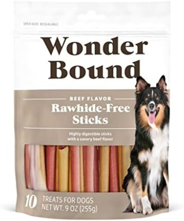 41qCASiUK5L._AC_.jpg Wonder Bound Rawhide-Free Dog Treats | Beef Sticks for Happy Dogs
