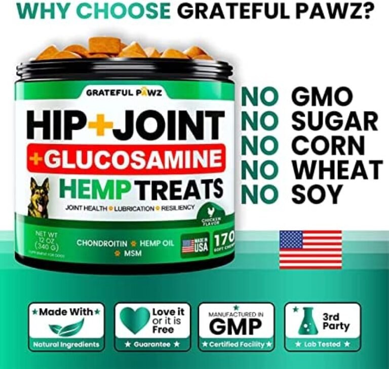 518mDfZHVL._AC_.jpg Hemp Hip and Joint Supplement for Dogs - Glucosamine for Dogs - 170 Dog Joint Pain Relief Treats - Chondroitin, MSM, Hemp Oil - Advanced Dog Joint Supplement Health - Mobility Support Chews