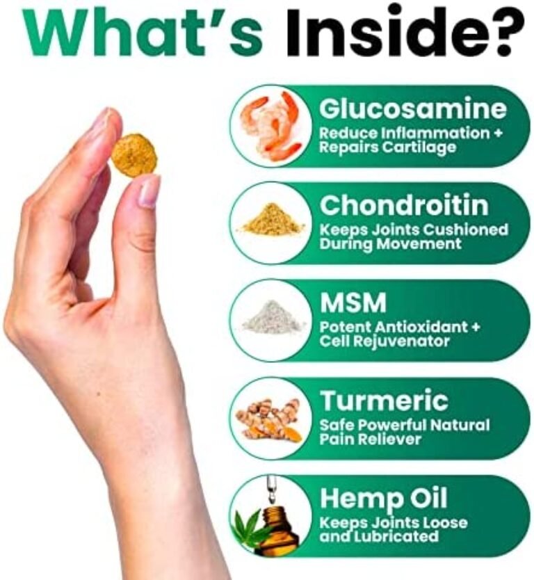 51n6AIuefXL._AC_.jpg Hemp Hip and Joint Supplement for Dogs - Glucosamine for Dogs - 170 Dog Joint Pain Relief Treats - Chondroitin, MSM, Hemp Oil - Advanced Dog Joint Supplement Health - Mobility Support Chews