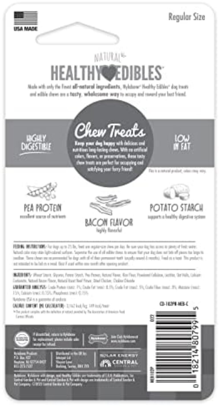 41seEDQzuWL._AC_.jpg Nylabone Healthy Edibles All-Natural Long Lasting Bacon Flavor Chew Treats 1 Count Bacon Small/Regular