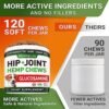 51sj-RHw9aL._AC_.jpg Hemp Treats - Glucosamine Dog Joint Supplement + Omega 3 - w/Hemp Oil - Chondroitin, MSM - Advanced Mobility Chews - Joint Pain Relief - Hip & Joint Care - Chicken Flavor - 120 Ct - Made in USA