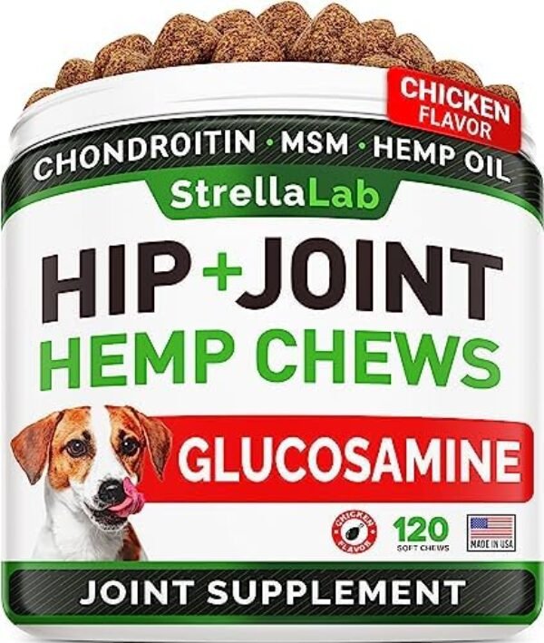 Hemp Treats - Glucosamine Dog Joint Supplement + Omega 3 dog supplements for joints
