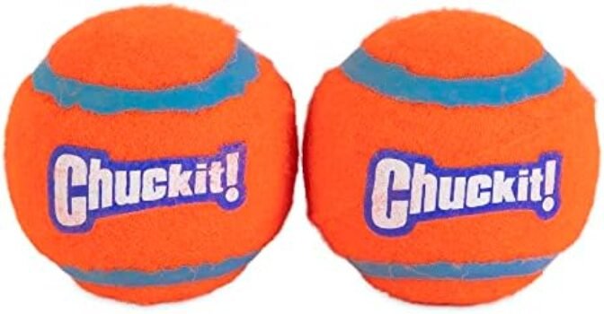 41hFTSRHDL._AC_.jpg Chuckit! Dog Tennis Ball Dog Toy, Small (2 Inch Diameter) for dogs 0-20 lbs, Shrink Wrap Pack of 2