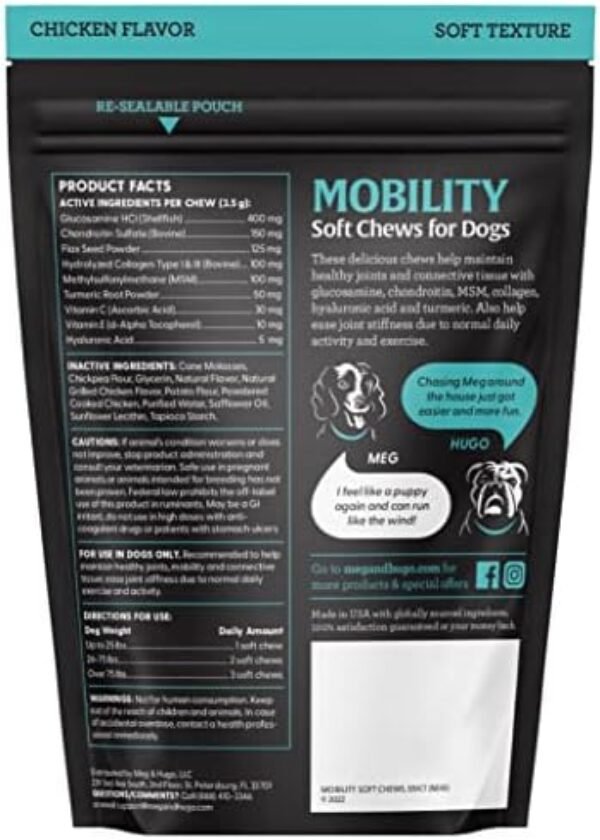 51-zSq-MVhL._AC_.jpg Hip & Joint Supplement for Dogs, 33% More 120 Soft Mobility Chews Glucosamine Chondroitin, Collagen, Turmeric, Hyaluronic Acid, Flaxseed, Vitamin C & E, for Small & Large Breeds, Vet Recommended