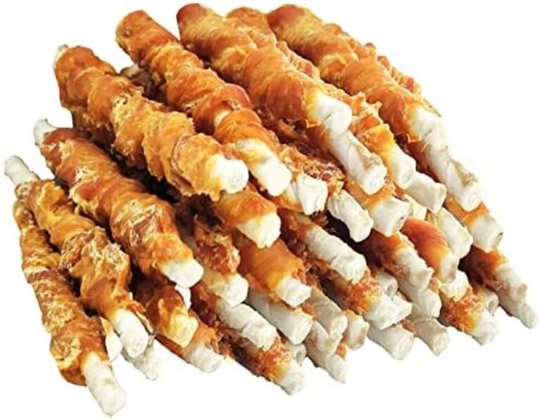 510bq9b3TlL._AC_.jpg MON2SUN Dog Treats, 5 Inch Rawhide Twist Chicken Hide Sticks, Suitable for Puppy and Small Dogs, 5 Inch (Chicken, Pack of 40)