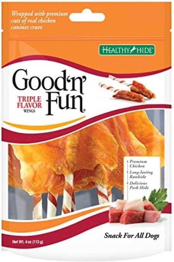 51WP6JC-33L._AC_.jpg Good 'N' Fun Triple Flavor Wings, Made with Real Meat, Treats for All Dog Sizes