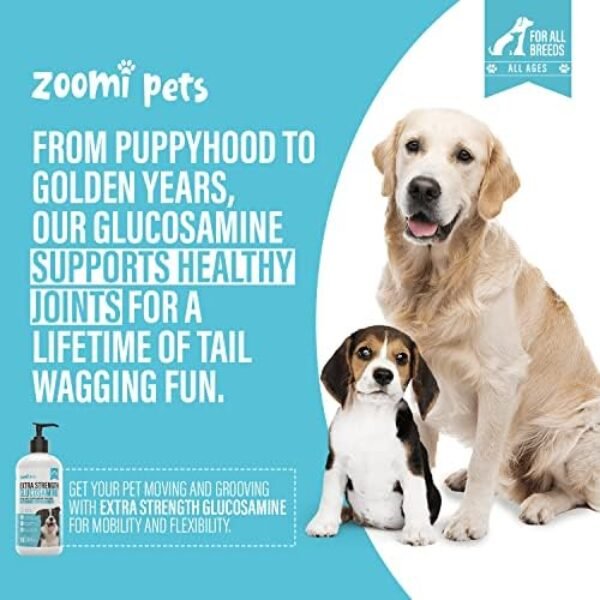 51eVGjzFhDL._AC_.jpg Zoomi Pets Liquid Glucosamine for Dogs (16oz) - Hip and Joint Supplement with Hyaluronic Acid, MSM, Manganese & Glucosamine Chondroitin for Dogs - Dog Joint Supplement Large Breed, Medium & Small Dogs
