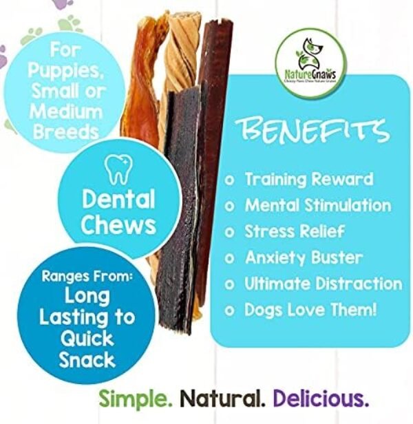 51hbhG0dpxS._AC_.jpg Nature Gnaws Variety Pack of Dog Chews and Bully Sticks - Long Lasting Gnaw Treats Bag for Puppies and Active Dogs - Natural and Rawhide Free Bones