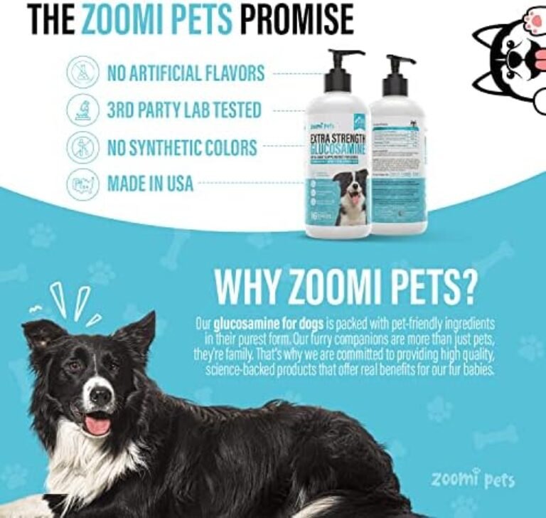 51kuxsIz8KL._AC_.jpg Zoomi Pets Liquid Glucosamine for Dogs (16oz) - Hip and Joint Supplement with Hyaluronic Acid, MSM, Manganese & Glucosamine Chondroitin for Dogs - Dog Joint Supplement Large Breed, Medium & Small Dogs