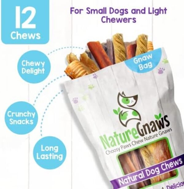 51ozISGZ-0L._AC_.jpg Nature Gnaws Variety Pack of Dog Chews and Bully Sticks - Long Lasting Gnaw Treats Bag for Puppies and Active Dogs - Natural and Rawhide Free Bones