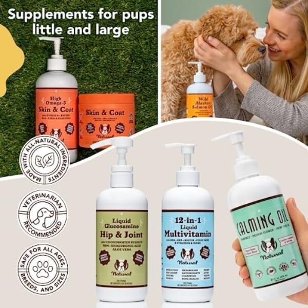 51xFUq2Wk6L._AC_.jpg Natural Dog Company Liquid Glucosamine Hip & Joint Oil for Dogs (16 oz) Extra Strength Cartilage and Joint Support , Helps Mobility and Eases Occasional Stiffness, Dog Supplement for All Breeds and Ages, Senior Dog Supplements, Dog Vitamins and Supplements