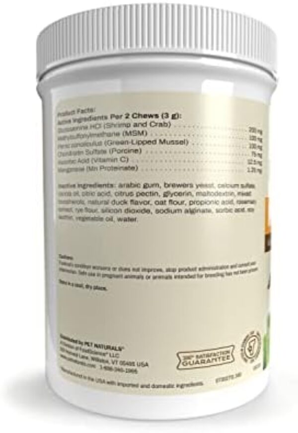 31KdBD0tiwL._AC_.jpg Pet Naturals Hip and Joint Supplement - Glucosamine, Chondroitin, MSM - Duck Flavor (160 Chews)