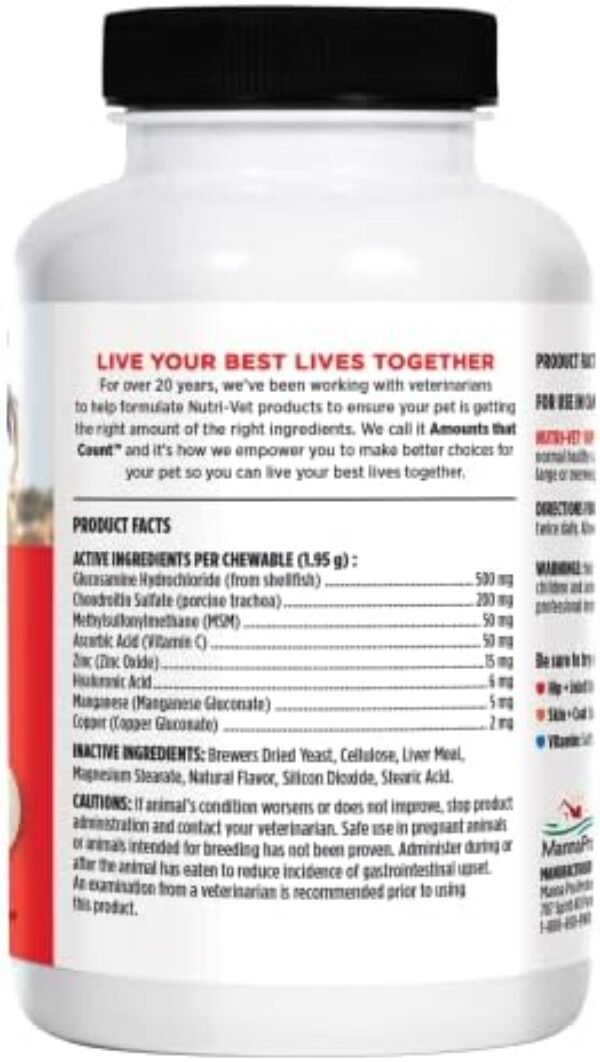 41FUVFd-pIL._AC_.jpg Nutri-Vet Hip & Joint Chewable Dog Supplements | Formulated with Glucosamine & Chondroitin for Dogs | 120 Count