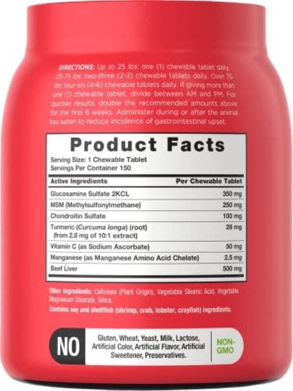 51UKffFeDzL._AC_.jpg Glucosamine for Dogs | 150 Chews | Hip and Joint Supplement for Dogs | Glucosamine, Chondroitin, MSM, Turmeric and More | Non-GMO & Gluten Free