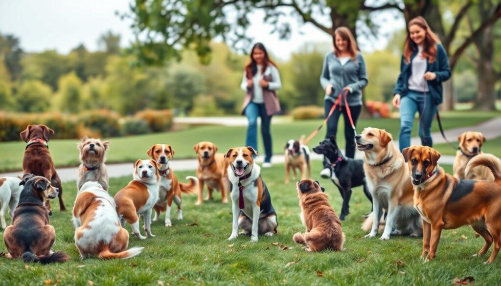 Dog obedience commands during walks