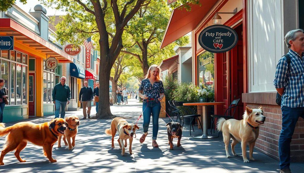 Dog walker networking with local businesses