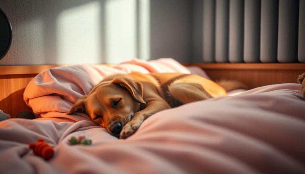 Peaceful dog slumber in a soundproofed room