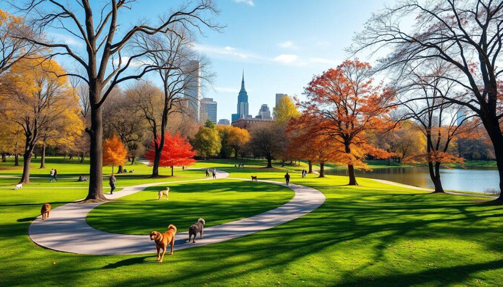 Scenic pet walks in Central Park